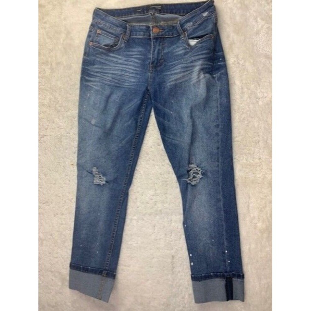 Underground Soul Size 5 Womens Tomboy Jeans Distress Cuffed Paint Splatter